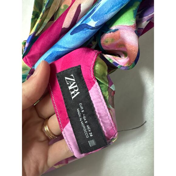 Zara‎ NWOT Tropical Satin Resort Dress - Picture 4 of 5